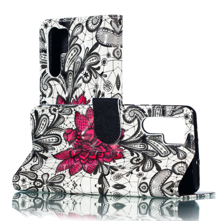 3D Lace Flower Pattern Horizontal Flip PU Leather Case for Huawei P30 Pro, with Holder & Card Slots & Wallet & Photo Frame