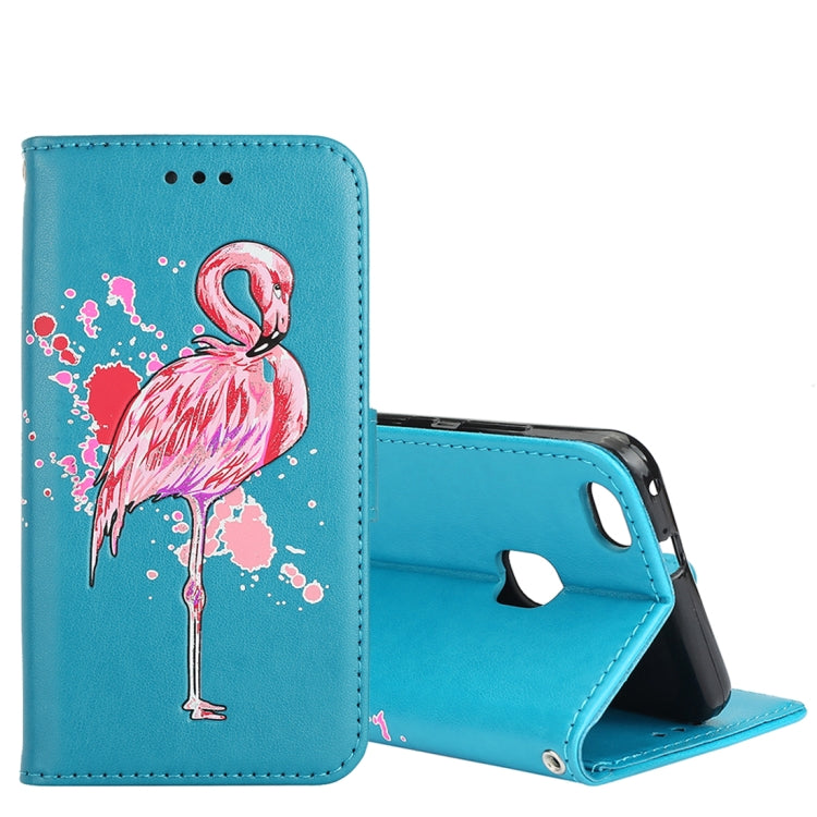 For Huawei P10 Lite Glittery Powder Flamingo Print Horizontal Flip Leather Case with Holder & Wallet & Card Slots & Photo Frame