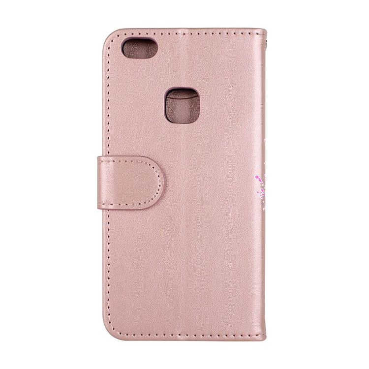 For Huawei P10 Lite Glittery Powder Flamingo Print Horizontal Flip Leather Case with Holder & Wallet & Card Slots & Photo Frame