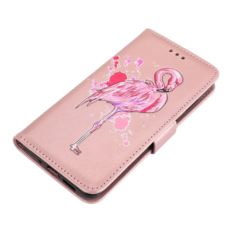 For Huawei P10 Lite Glittery Powder Flamingo Print Horizontal Flip Leather Case with Holder & Wallet & Card Slots & Photo Frame