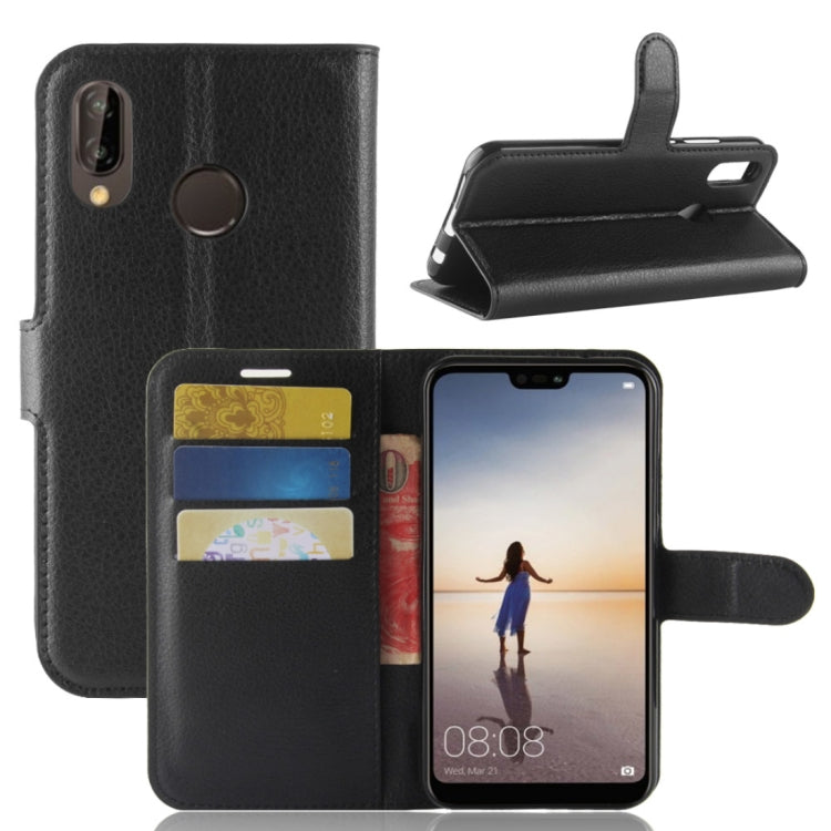 For Huawei P20 Lite PU + TPU Litchi Texture Horizontal Flip Leather Case with Wallet & Holder & Card Slots