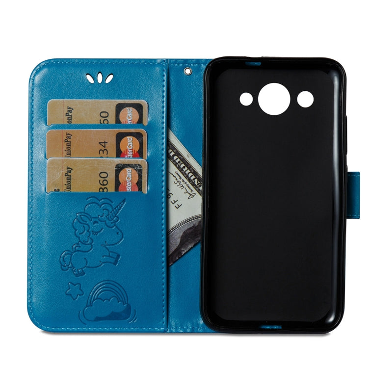 For Huawei Y3 (2017) Pressed Horse Cloud Print Horizontal Flip Leather Case with Holder & Card Slots & Wallet & Lanyard