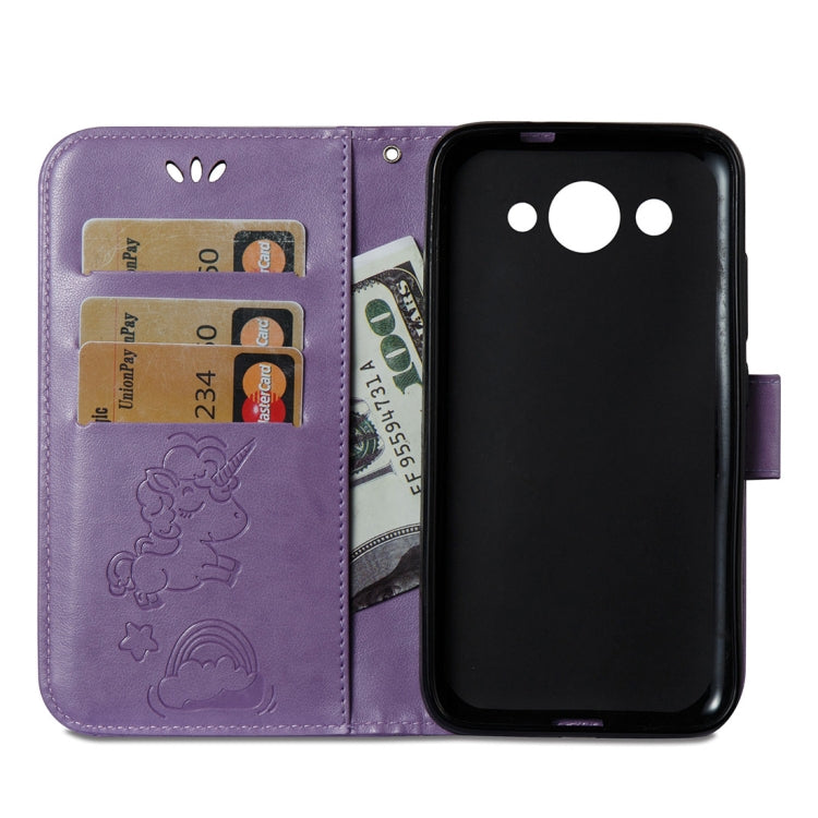 For Huawei Y3 (2017) Pressed Horse Cloud Print Horizontal Flip Leather Case with Holder & Card Slots & Wallet & Lanyard