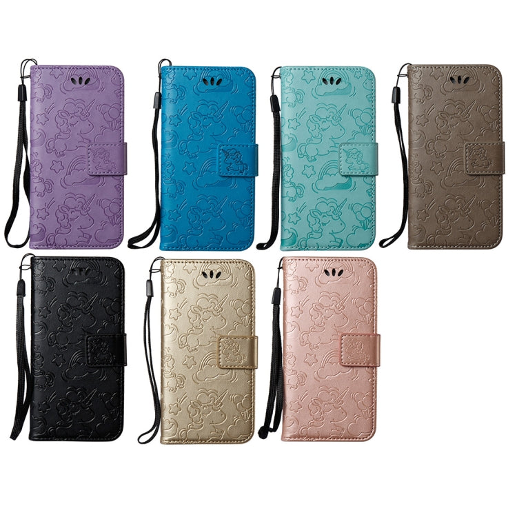 For Huawei Y3 (2017) Pressed Horse Cloud Print Horizontal Flip Leather Case with Holder & Card Slots & Wallet & Lanyard