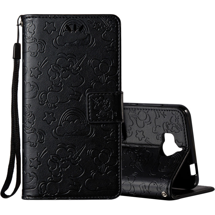 For Huawei Y5 (2017) Pressed Horse Cloud Print Horizontal Flip Leather Case with Holder & Card Slots & Wallet & Lanyard