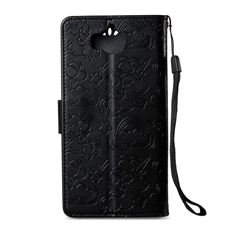 For Huawei Y5 (2017) Pressed Horse Cloud Print Horizontal Flip Leather Case with Holder & Card Slots & Wallet & Lanyard