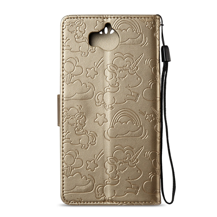 For Huawei Y5 (2017) Pressed Horse Cloud Print Horizontal Flip Leather Case with Holder & Card Slots & Wallet & Lanyard