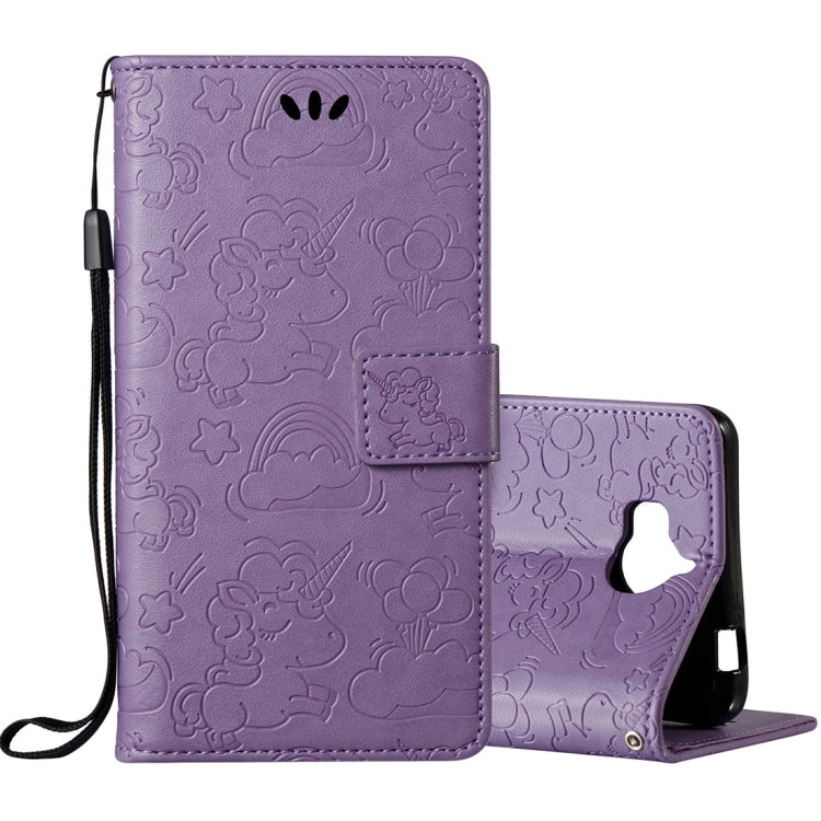 For Huawei Y5 (2017) Pressed Horse Cloud Print Horizontal Flip Leather Case with Holder & Card Slots & Wallet & Lanyard