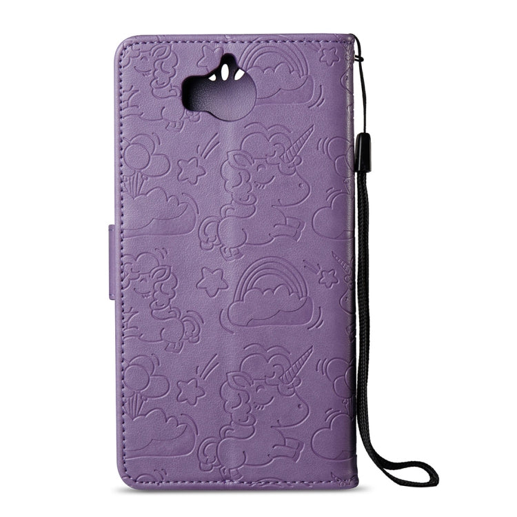 For Huawei Y5 (2017) Pressed Horse Cloud Print Horizontal Flip Leather Case with Holder & Card Slots & Wallet & Lanyard
