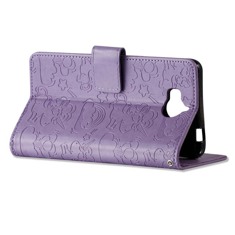 For Huawei Y5 (2017) Pressed Horse Cloud Print Horizontal Flip Leather Case with Holder & Card Slots & Wallet & Lanyard