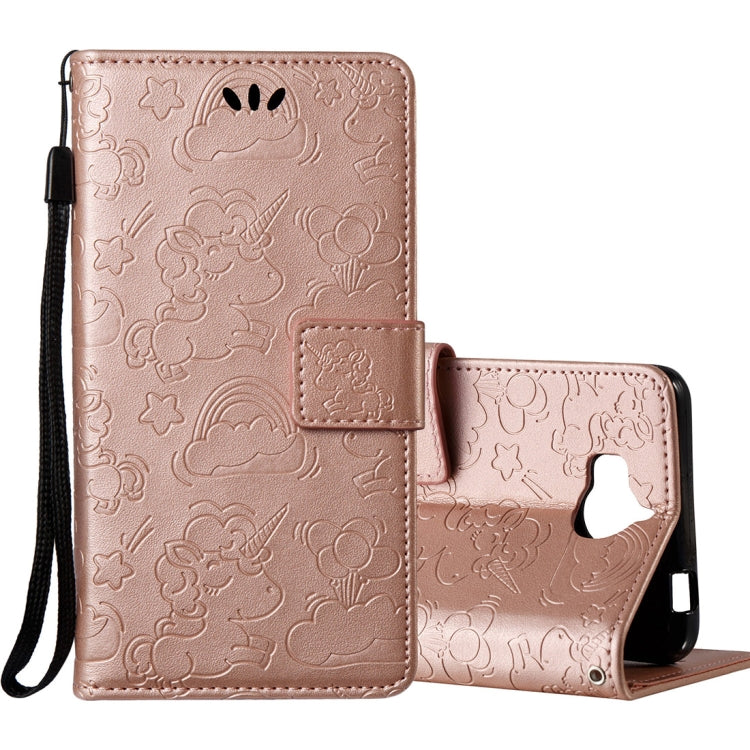 For Huawei Y5 (2017) Pressed Horse Cloud Print Horizontal Flip Leather Case with Holder & Card Slots & Wallet & Lanyard