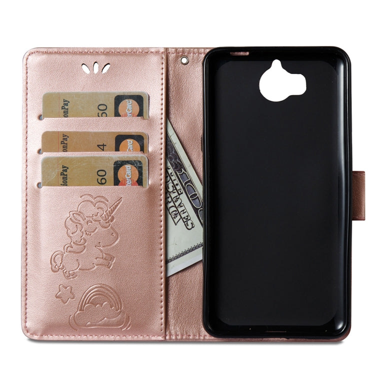 For Huawei Y5 (2017) Pressed Horse Cloud Print Horizontal Flip Leather Case with Holder & Card Slots & Wallet & Lanyard