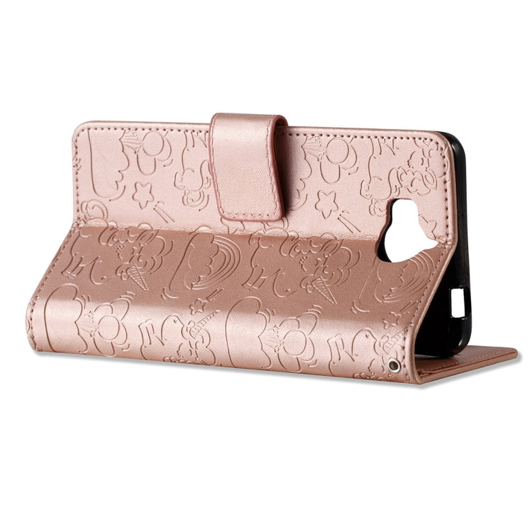 For Huawei Y5 (2017) Pressed Horse Cloud Print Horizontal Flip Leather Case with Holder & Card Slots & Wallet & Lanyard