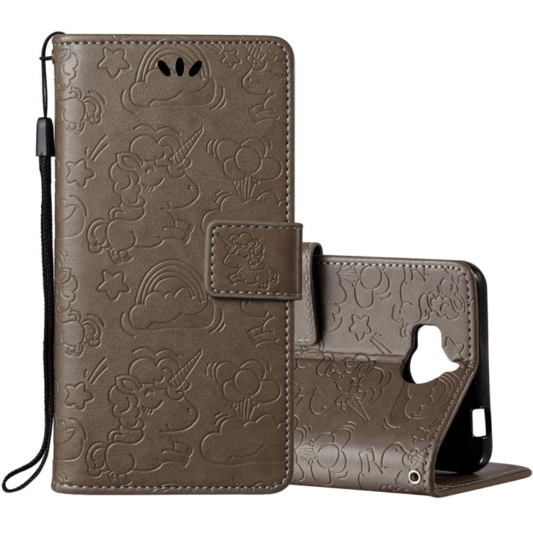 For Huawei Y5 (2017) Pressed Horse Cloud Print Horizontal Flip Leather Case with Holder & Card Slots & Wallet & Lanyard