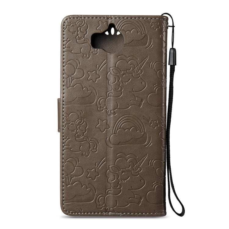 For Huawei Y5 (2017) Pressed Horse Cloud Print Horizontal Flip Leather Case with Holder & Card Slots & Wallet & Lanyard