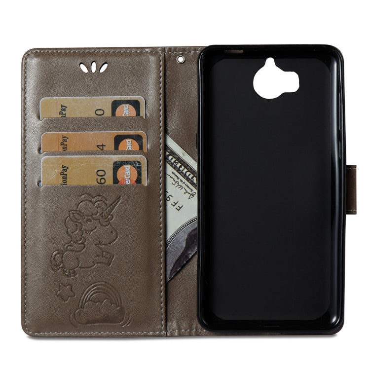 For Huawei Y5 (2017) Pressed Horse Cloud Print Horizontal Flip Leather Case with Holder & Card Slots & Wallet & Lanyard