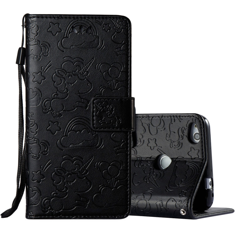 For Huawei Honor P8 Lite (2017) Pressed Horse Cloud Print Horizontal Flip Leather Case with Holder & Card Slots & Wallet & Lanyard