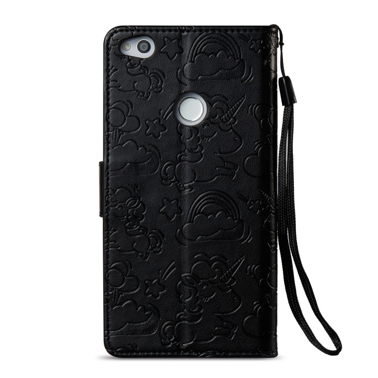 For Huawei Honor P8 Lite (2017) Pressed Horse Cloud Print Horizontal Flip Leather Case with Holder & Card Slots & Wallet & Lanyard