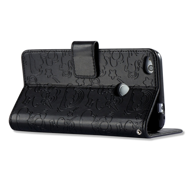 For Huawei Honor P8 Lite (2017) Pressed Horse Cloud Print Horizontal Flip Leather Case with Holder & Card Slots & Wallet & Lanyard