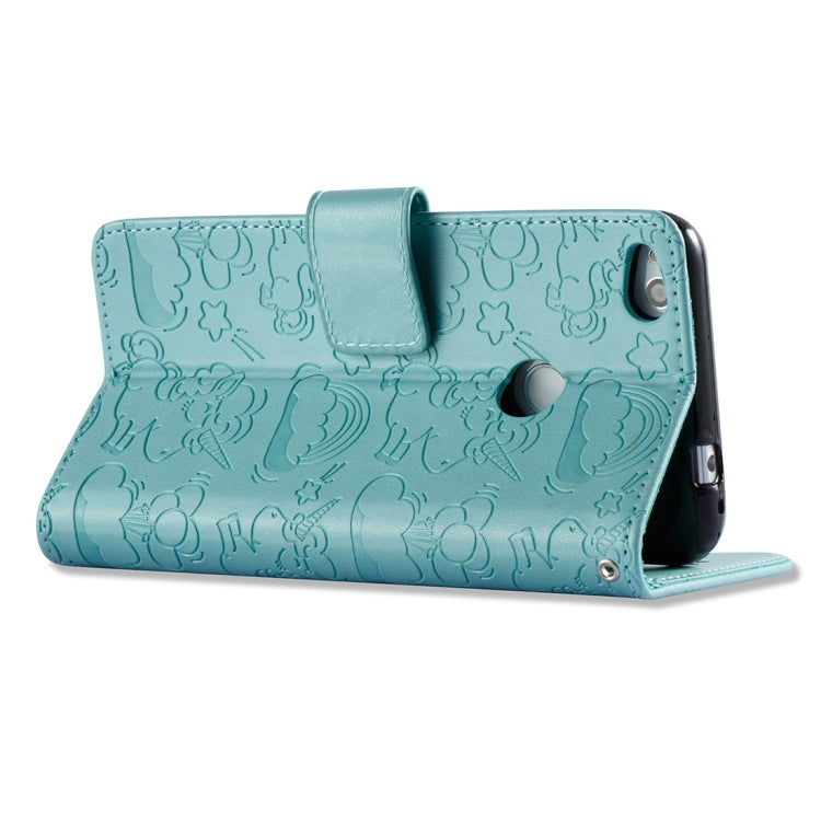 For Huawei Honor P8 Lite (2017) Pressed Horse Cloud Print Horizontal Flip Leather Case with Holder & Card Slots & Wallet & Lanyard