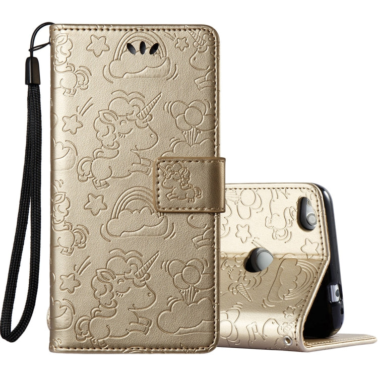 For Huawei Honor P8 Lite (2017) Pressed Horse Cloud Print Horizontal Flip Leather Case with Holder & Card Slots & Wallet & Lanyard