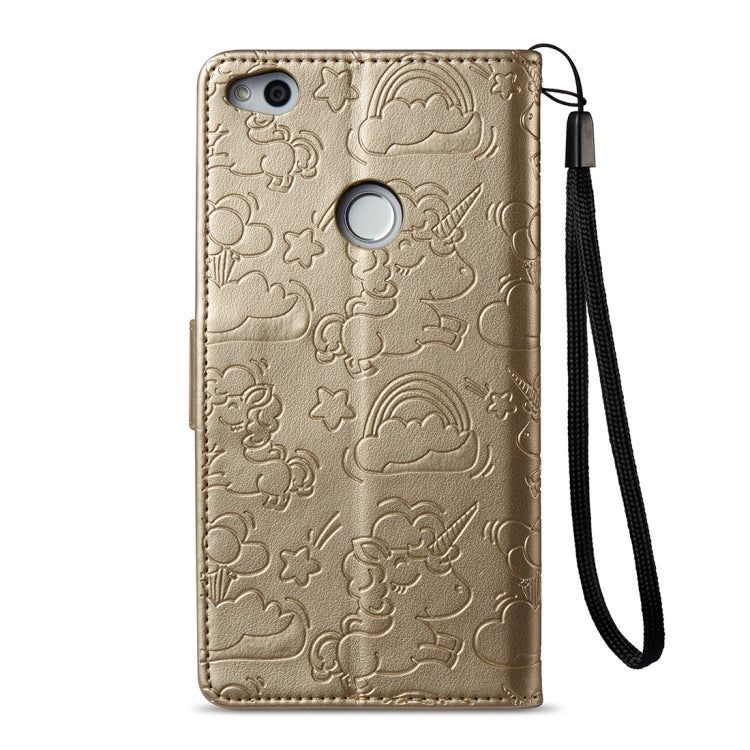 For Huawei Honor P8 Lite (2017) Pressed Horse Cloud Print Horizontal Flip Leather Case with Holder & Card Slots & Wallet & Lanyard