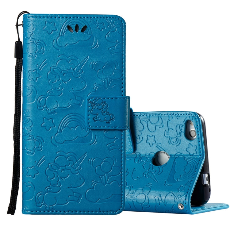 For Huawei Honor P8 Lite (2017) Pressed Horse Cloud Print Horizontal Flip Leather Case with Holder & Card Slots & Wallet & Lanyard