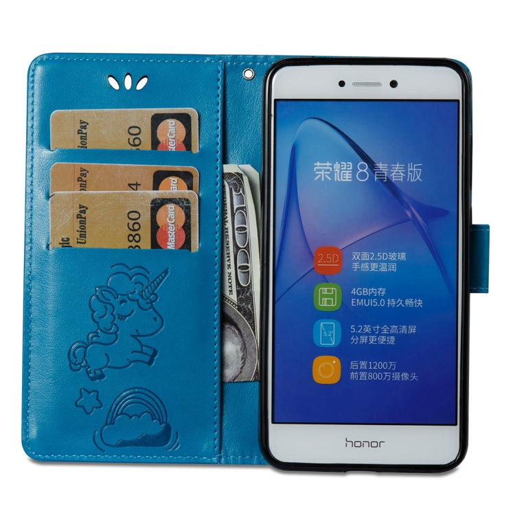 For Huawei Honor P8 Lite (2017) Pressed Horse Cloud Print Horizontal Flip Leather Case with Holder & Card Slots & Wallet & Lanyard