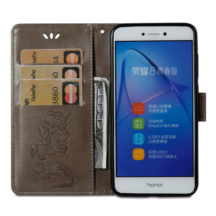 For Huawei Honor P8 Lite (2017) Pressed Horse Cloud Print Horizontal Flip Leather Case with Holder & Card Slots & Wallet & Lanyard