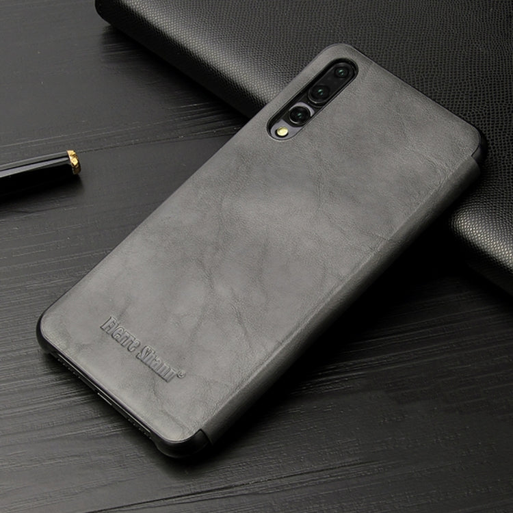 Fierre Shann Crazy Horse Texture Horizontal Flip PU Leather Case for Huawei P20 Pro, with Smart View Window & Sleep Wake-up Function