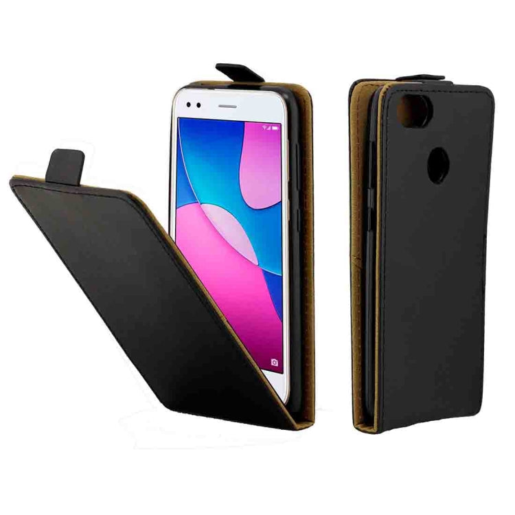 For Huawei P9 Lite Mini Vertical Flip Leather Protective Back Cover Case with Card Slot (Black)