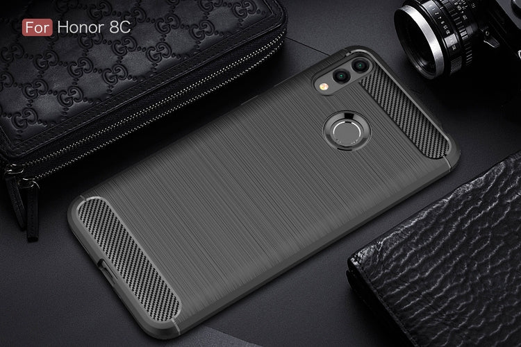 Brushed Texture Carbon Fiber Soft TPU Case for Huawei Honor 8C