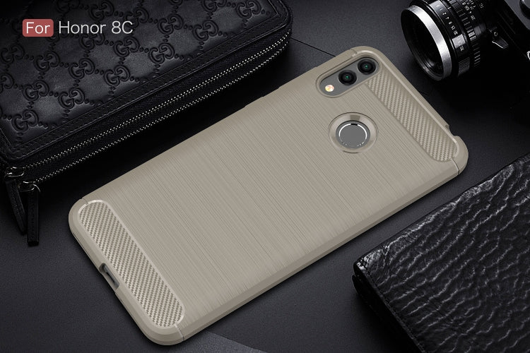 Brushed Texture Carbon Fiber Soft TPU Case for Huawei Honor 8C