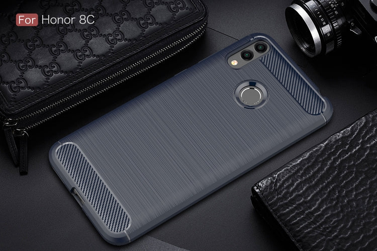 Brushed Texture Carbon Fiber Soft TPU Case for Huawei Honor 8C
