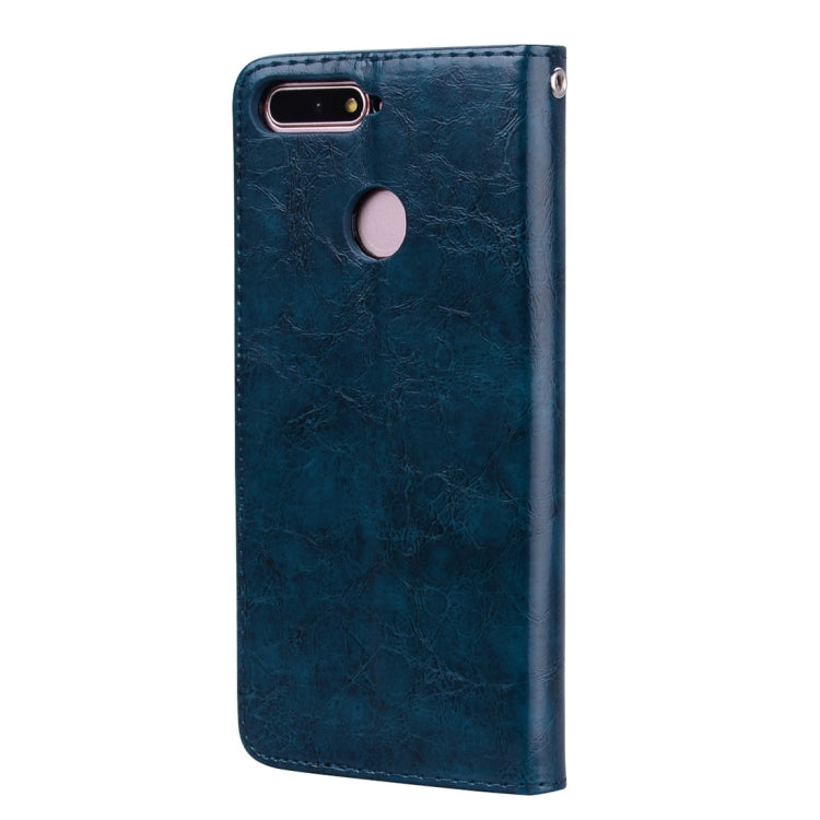 Business Style Oil Wax Texture Horizontal Flip Leather Case for Huawei Honor 7A (with fingerprint hole), with Holder & Card Slots & Wallet