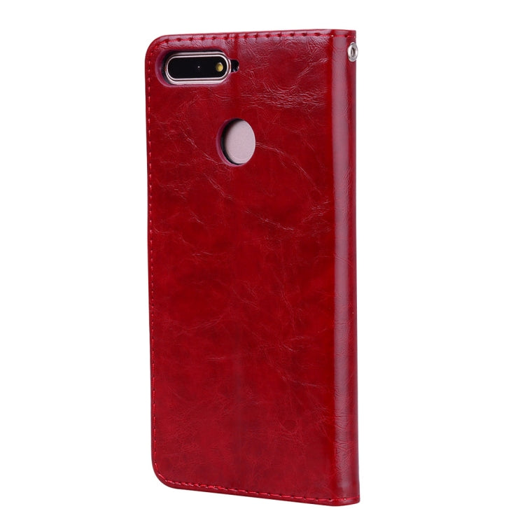 Business Style Oil Wax Texture Horizontal Flip Leather Case for Huawei Honor 7A (with fingerprint hole), with Holder & Card Slots & Wallet
