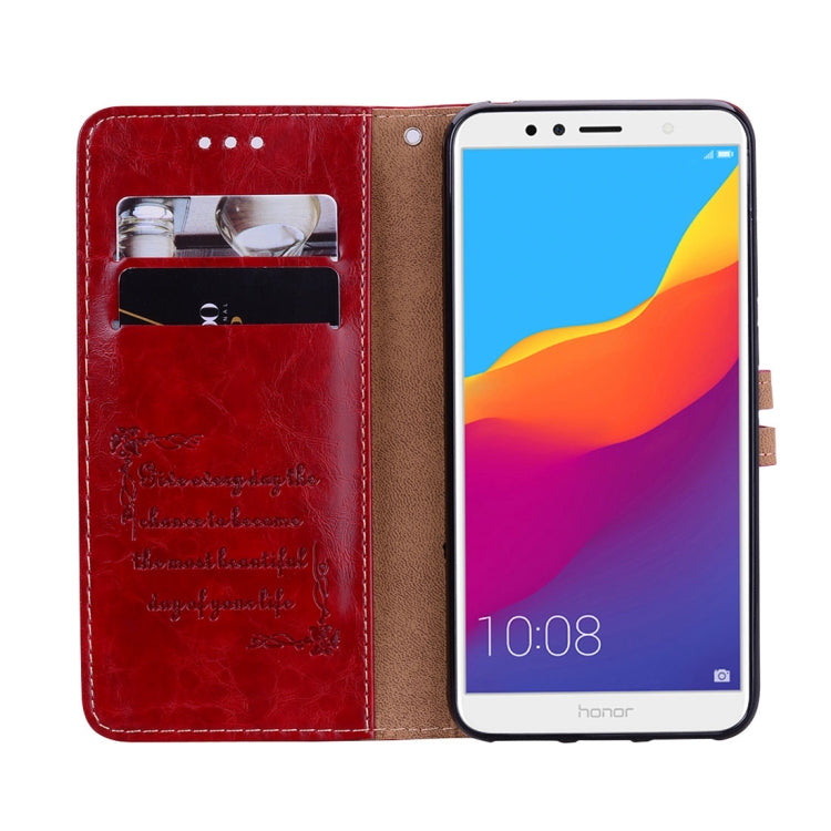 Business Style Oil Wax Texture Horizontal Flip Leather Case for Huawei Honor 7A (with fingerprint hole), with Holder & Card Slots & Wallet
