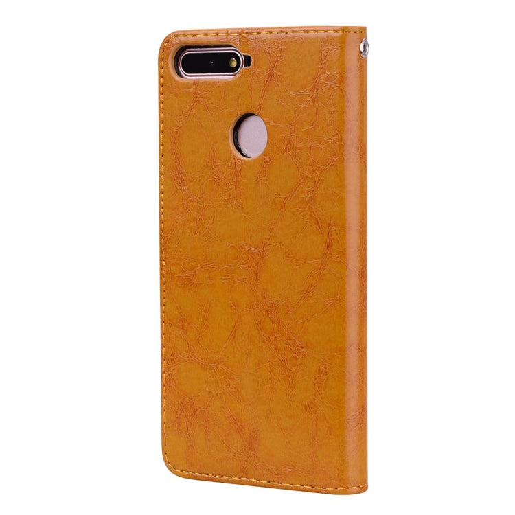 Business Style Oil Wax Texture Horizontal Flip Leather Case for Huawei Honor 7A (with fingerprint hole), with Holder & Card Slots & Wallet