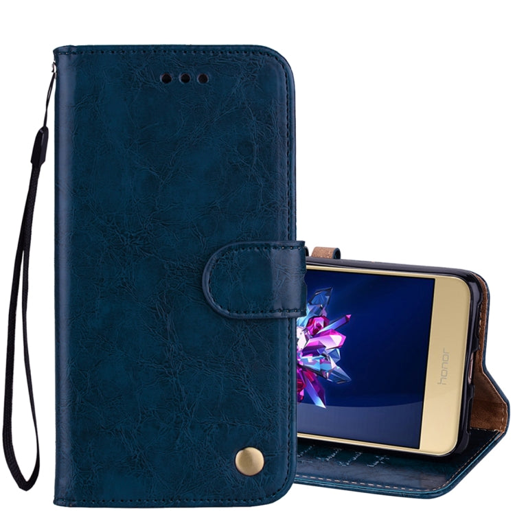 For Huawei P8 Lite (2017) Business Style Oil Wax Texture Horizontal Flip Leather Case with Holder & Card Slots & Hand Strap