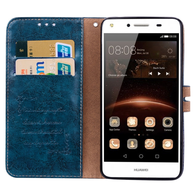 For Huawei Y5 (2017) / Y6 (2017) Business Style Oil Wax Texture Horizontal Flip Leather Case with Holder & Card Slots & Hand Strap