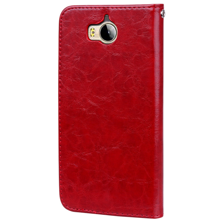 For Huawei Y5 (2017) / Y6 (2017) Business Style Oil Wax Texture Horizontal Flip Leather Case with Holder & Card Slots & Hand Strap