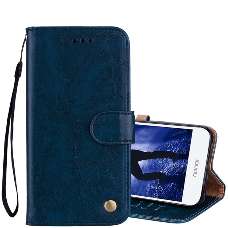 For Huawei Honor 6A Business Style Oil Wax Texture Horizontal Flip Leather Case with Holder & Card Slots & Hand Strap