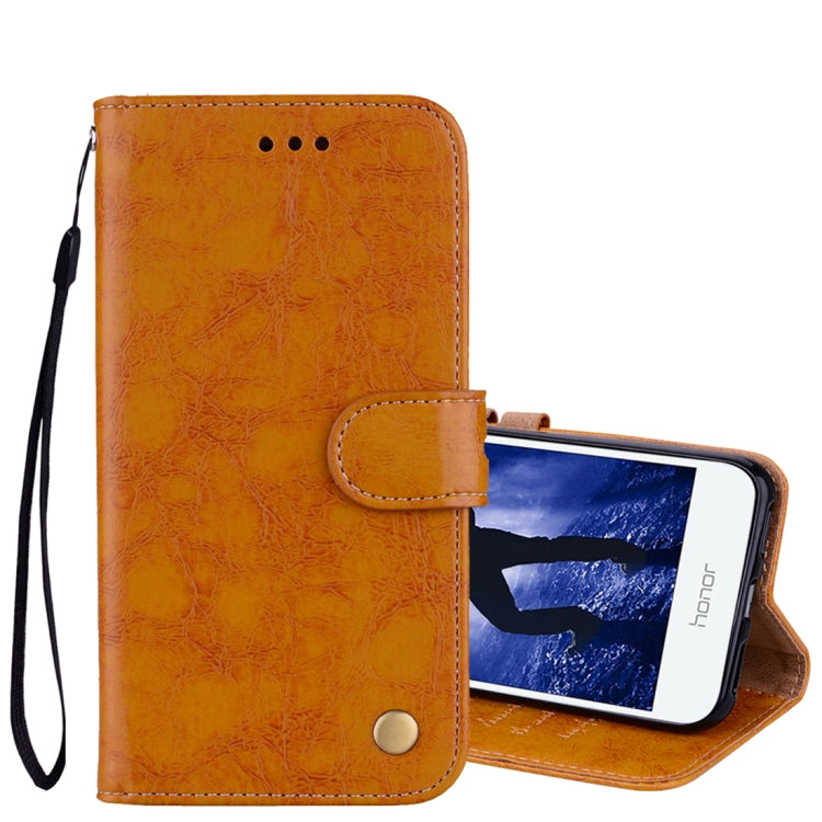 For Huawei Honor 6A Business Style Oil Wax Texture Horizontal Flip Leather Case with Holder & Card Slots & Hand Strap