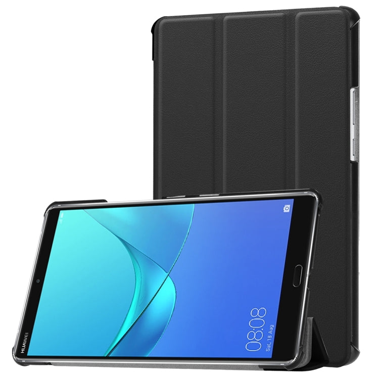 For Huawei MediaPad M5 8.4 inch Tablet Tri-Fold Custer Texture Horizontal Flip PU Leather Protective Case with Holder & Sleep / Wake-up Function