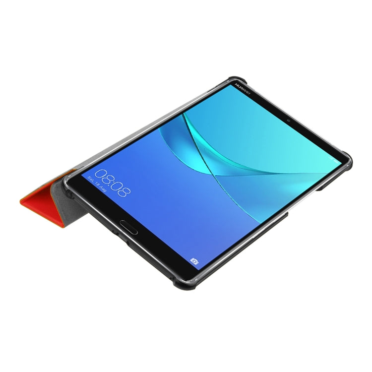 For Huawei MediaPad M5 8.4 inch Tablet Tri-Fold Custer Texture Horizontal Flip PU Leather Protective Case with Holder & Sleep / Wake-up Function