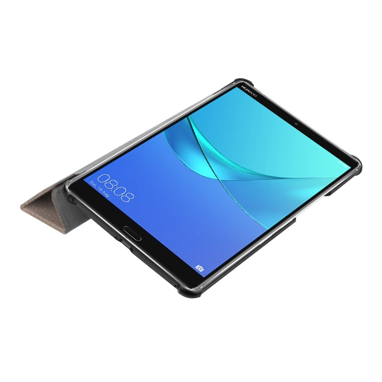 For Huawei MediaPad M5 8.4 inch Tablet Tri-Fold Custer Texture Horizontal Flip PU Leather Protective Case with Holder & Sleep / Wake-up Function