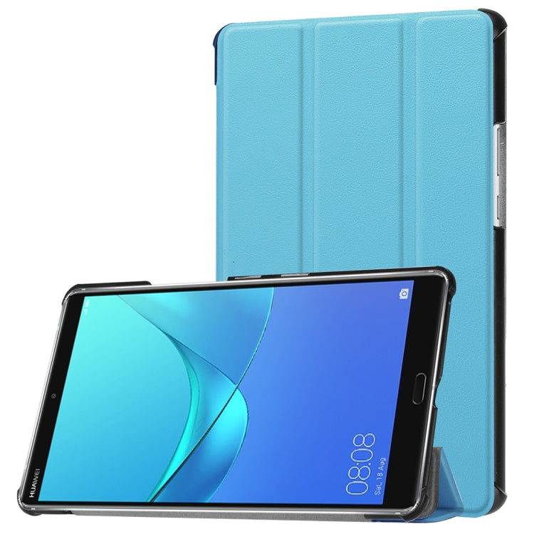 For Huawei MediaPad M5 8.4 inch Tablet Tri-Fold Custer Texture Horizontal Flip PU Leather Protective Case with Holder & Sleep / Wake-up Function