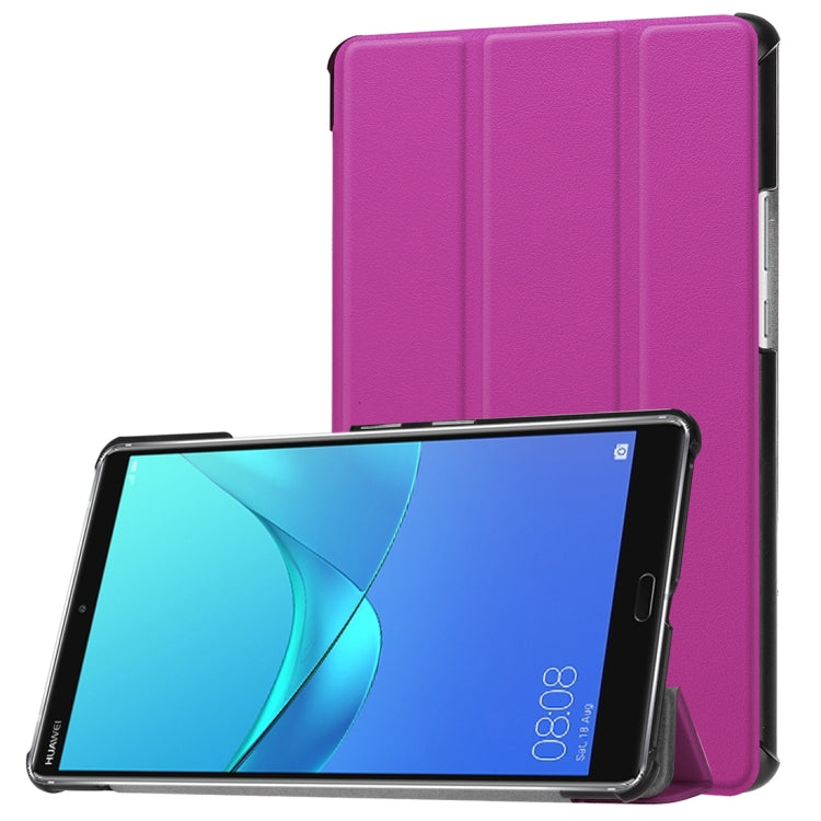 For Huawei MediaPad M5 8.4 inch Tablet Tri-Fold Custer Texture Horizontal Flip PU Leather Protective Case with Holder & Sleep / Wake-up Function
