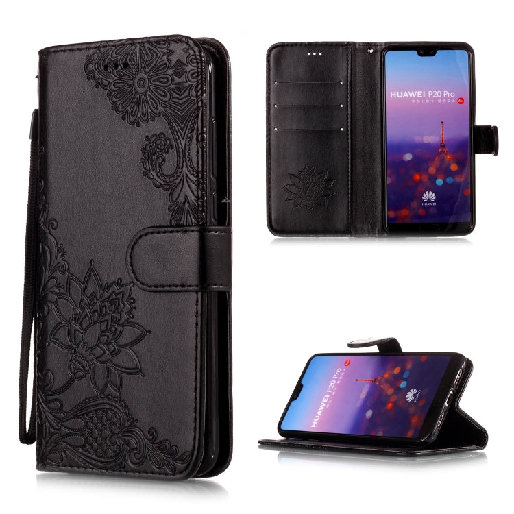 Vintage Embossed Floral Lace Flower Pattern Horizontal Flip Leather Case for Huawei P20 Pro, with Card Slot & Holder & Wallet & Lanyard