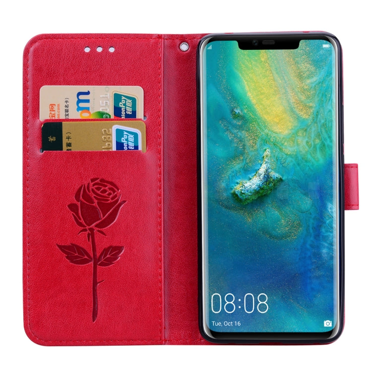 Rose Embossed Horizontal Flip PU Leather Case for Huawei Mate 20 Pro, with Holder & Card Slots & Wallet